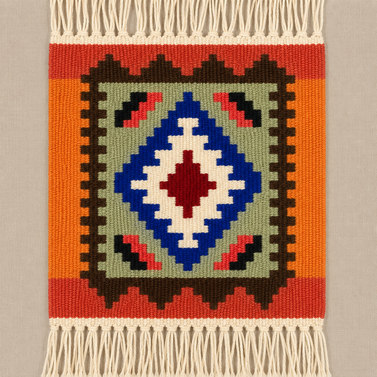 Orange Frame Mini Rug (48cm x 40cm)