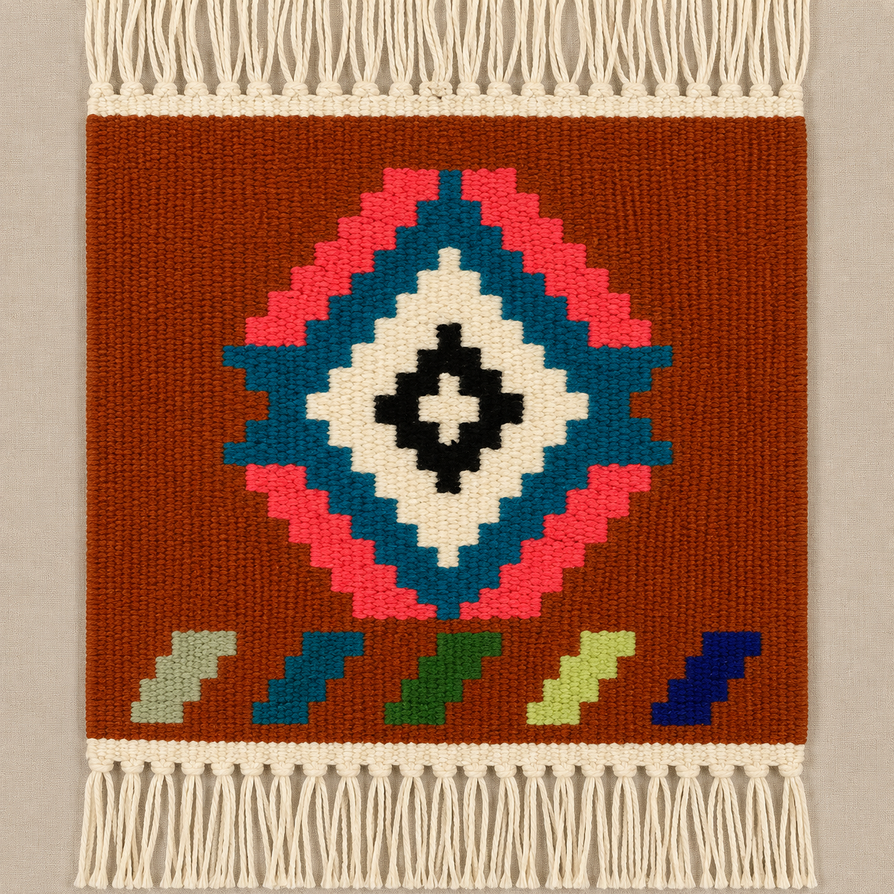 Brown Diamond Mini Rug (48cm x 40cm)