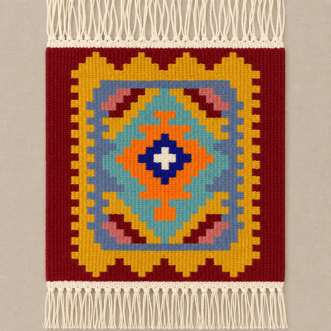 Red Frame Mini Rug (48cm x 40cm)