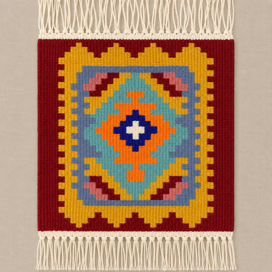 Red Frame Mini Rug (48cm x 40cm)