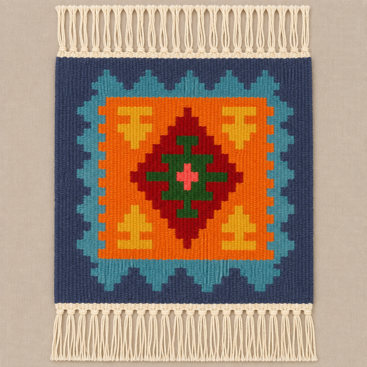Orange Diamond Mini Rug (48cm x 40cm)