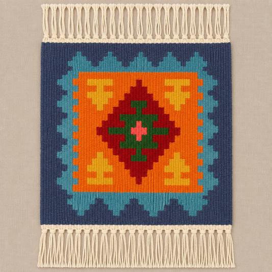 Orange Diamond Mini Rug (48cm x 40cm)